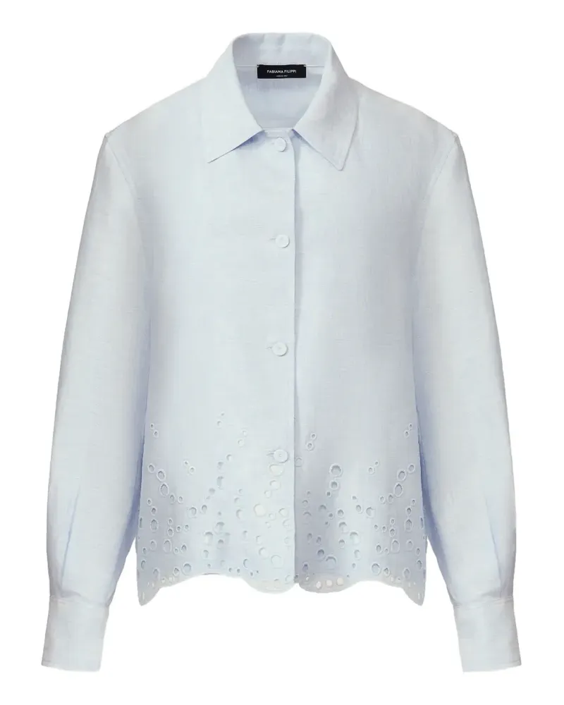 Fabiana Filippi Besticktes Hemd mit Wellensaum - Blau Blau