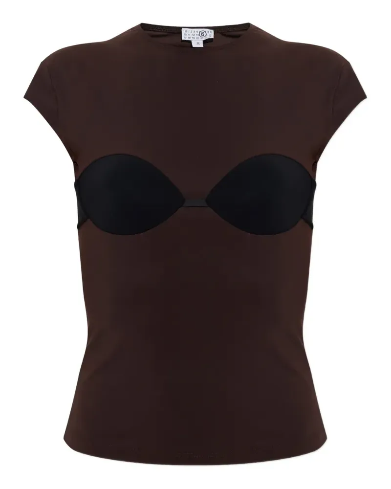 Maison Margiela bra-overlay T-shirt - Braun Braun