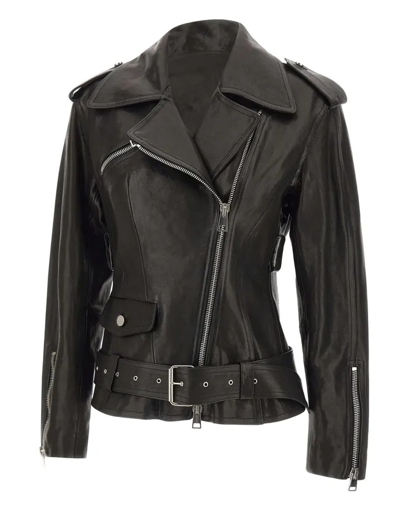 Seafarer Bikerjacke mit Gürtel - Schwarz Schwarz
