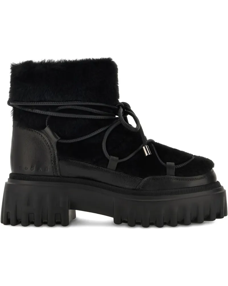 Hogan Stiefel mit Pelzbesatz - Schwarz Schwarz