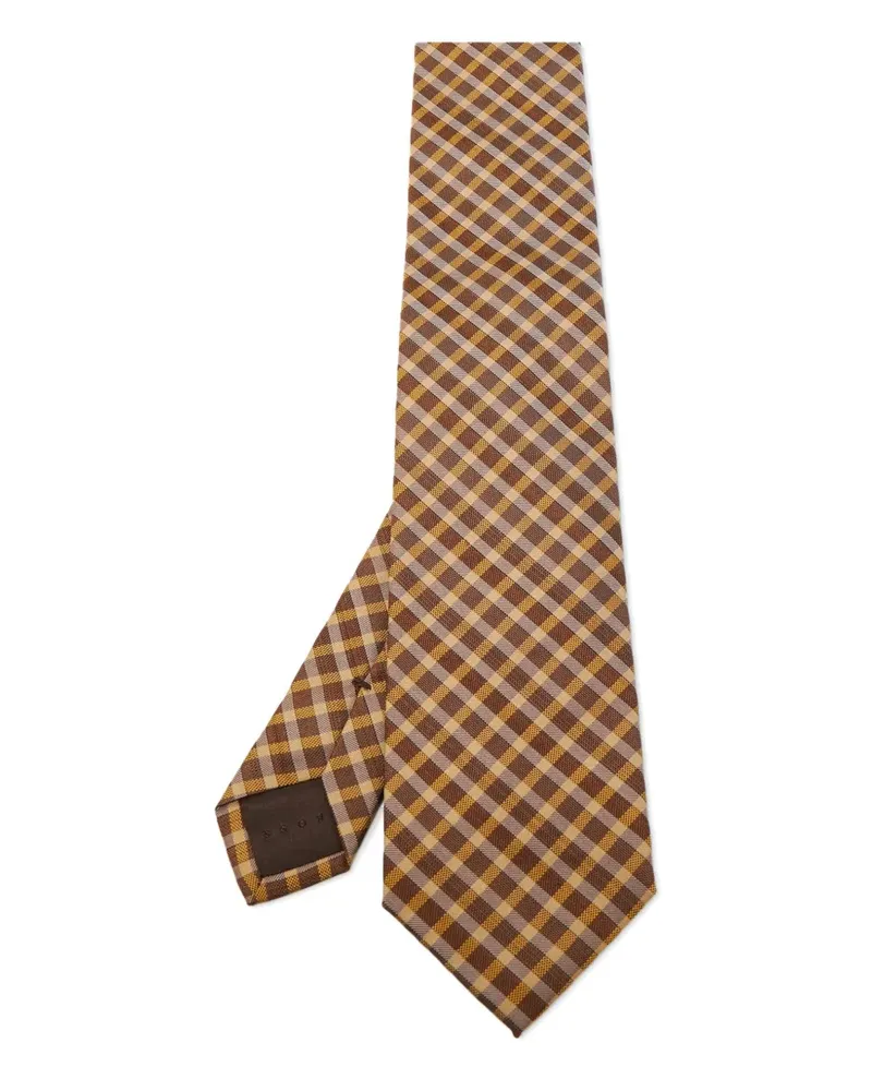 HUGO BOSS Pre-owned Seidenkrawatte mit Karo-Print - Braun Braun