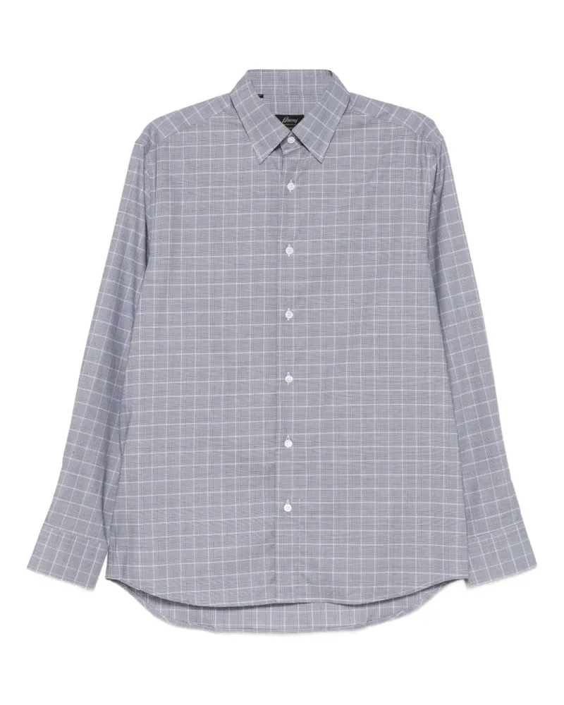 Brioni checked button shirt - Blau Blau