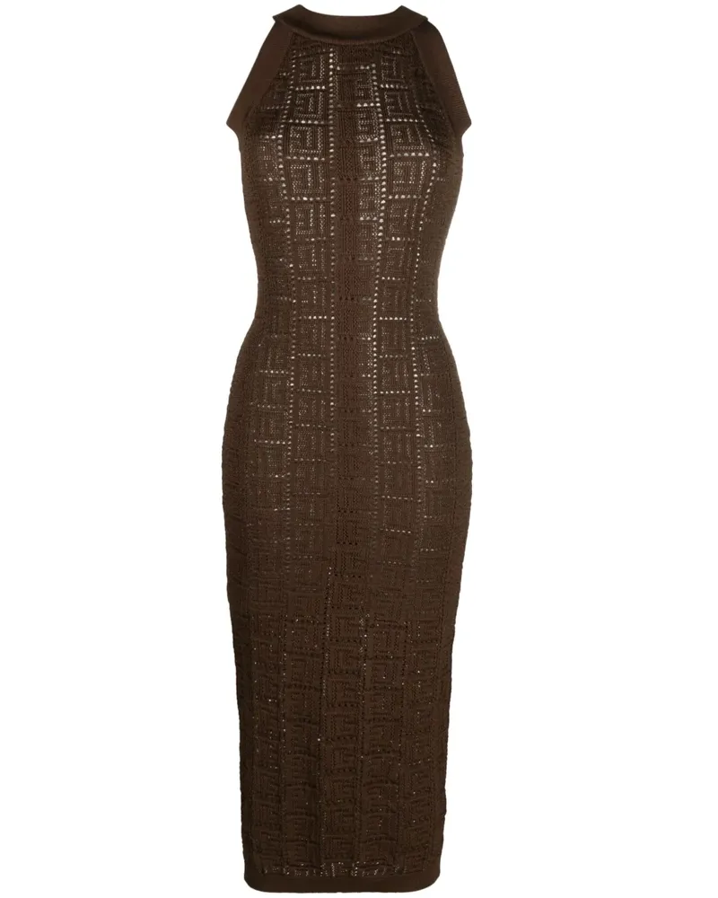 Balmain Midikleid mit Monogramm - Braun Braun