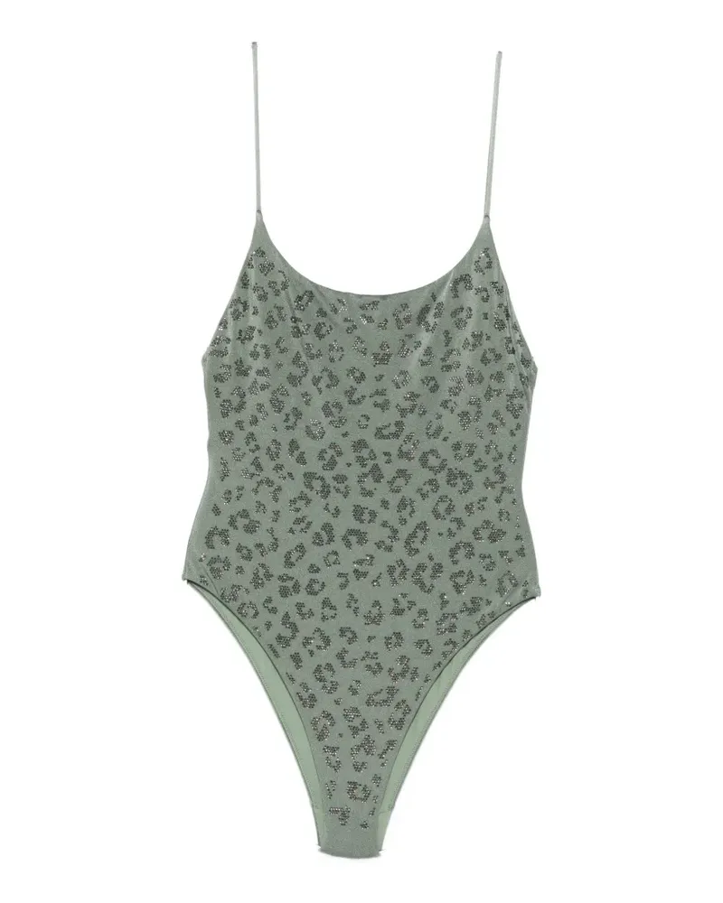 MC2 Saint Barth Cecille strass-embellished leopard-print swimsuit - Grün Grün