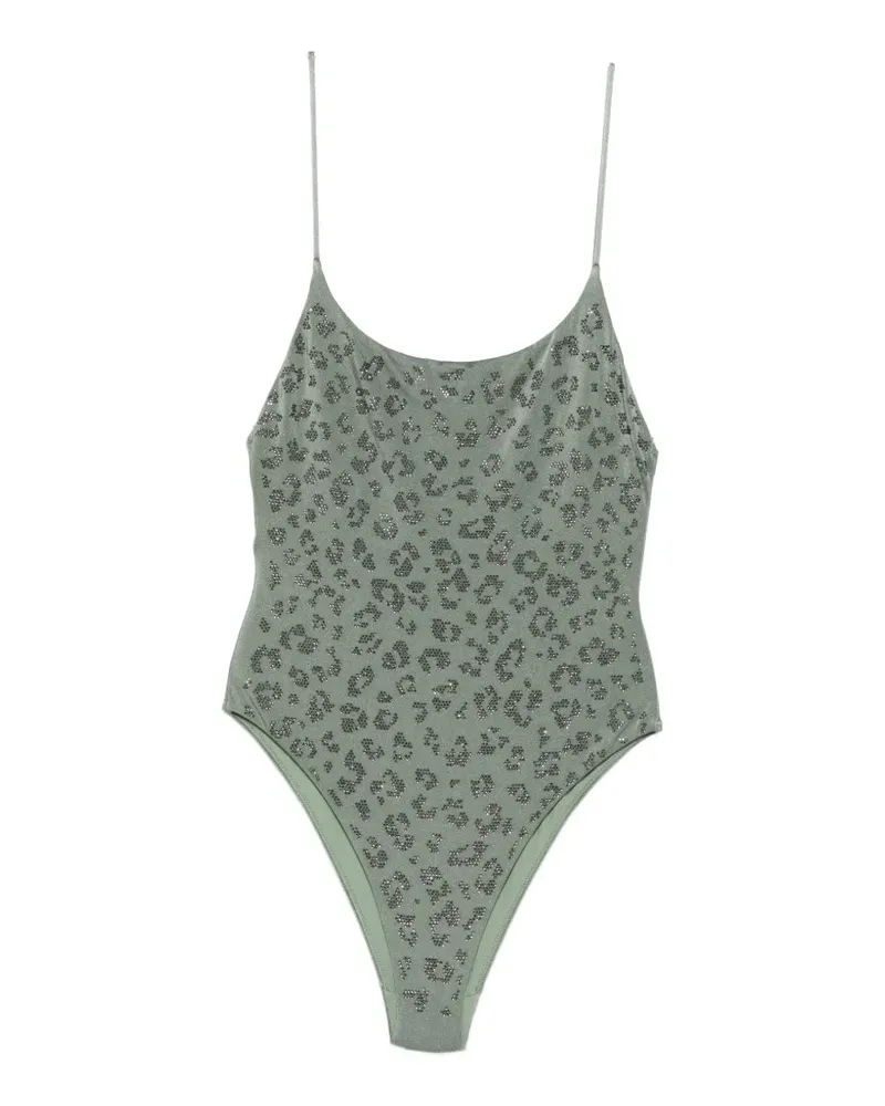 MC2 Saint Barth Cecille strass-embellished leopard-print swimsuit - Grün Grün
