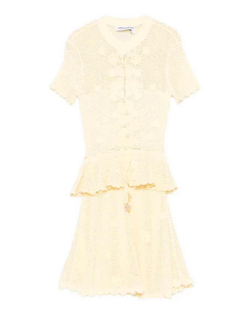 Self-Portrait floral crochet mini dress - Gelb Gelb