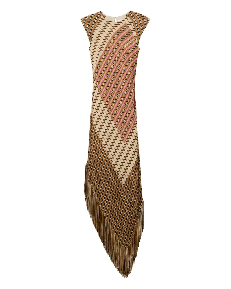 ST. JOHN Fransenkleid mit Mosaik-Print - Nude Nude