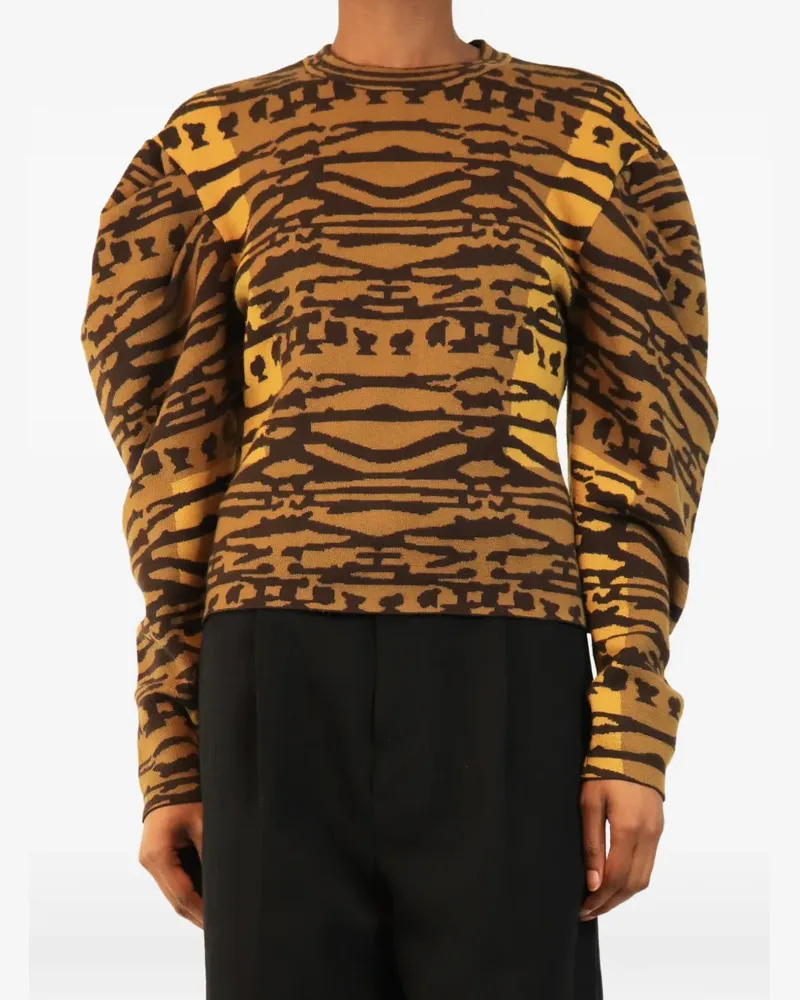 Ulla Johnson jacquard-knit puff-sleeve sweater - Braun Braun