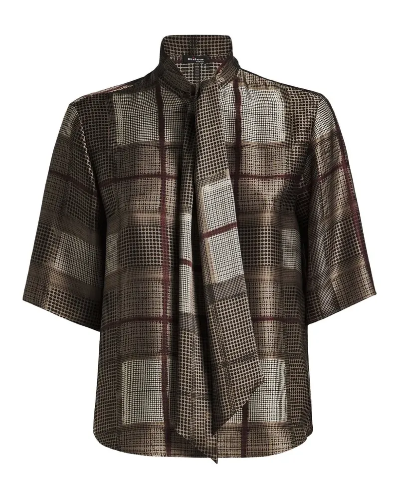 Kiton Seidenbluse mit geometrischem Print - Braun Braun