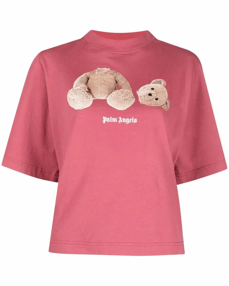 Palm Angels T-Shirt mit Teddy-Applikation - Rosa Rosa
