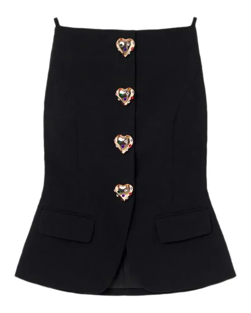 Self-Portrait black wool crepe top - Schwarz Schwarz