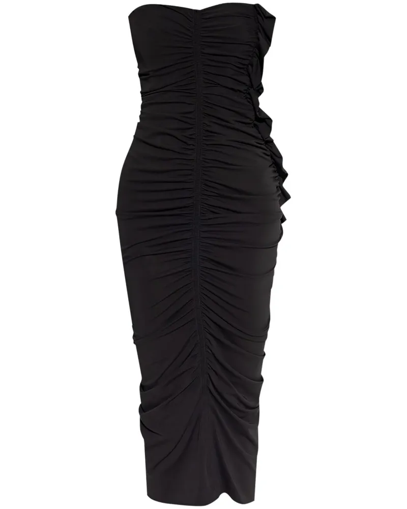 ATTICO Midikleid mit Raffungen - Schwarz Schwarz