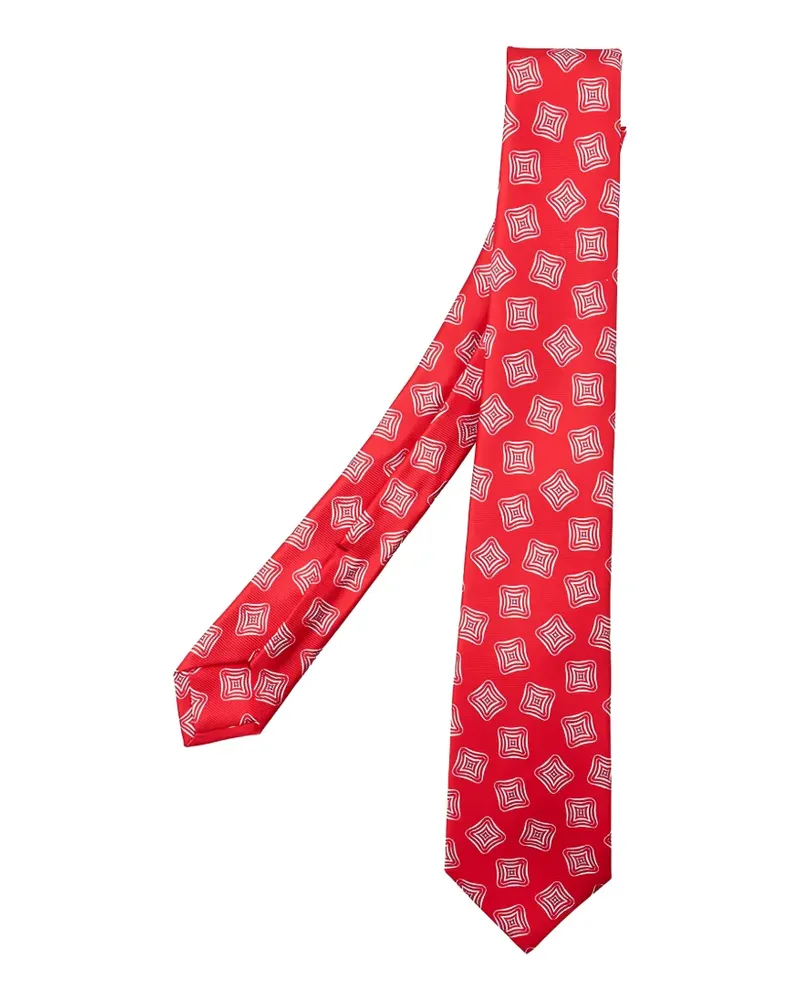 Kiton geometric-print silk tie - Rot Rot