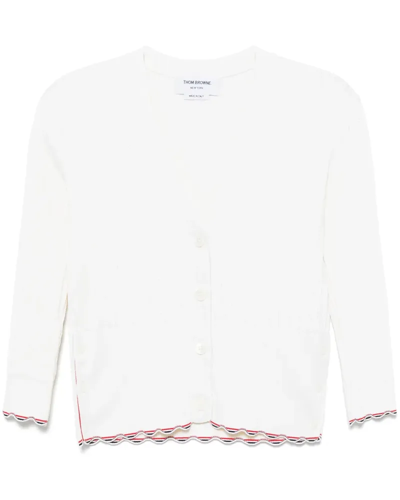 Thom Browne Cardigan mit V-Ausschnitt - 100 WHITE 100