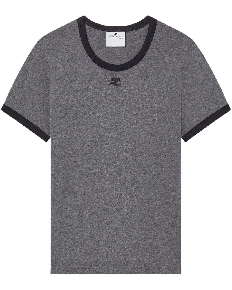 Courrèges T-Shirt mit Logo-Stickerei Grau