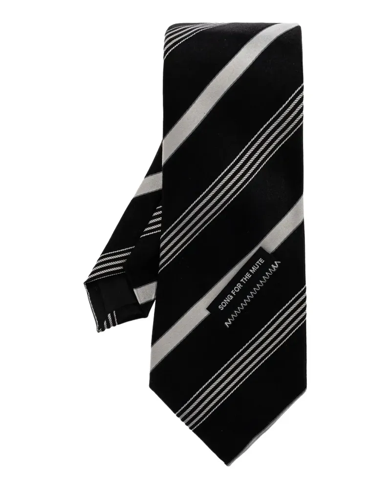 Song For The Mute Playground striped silk tie - Schwarz Schwarz
