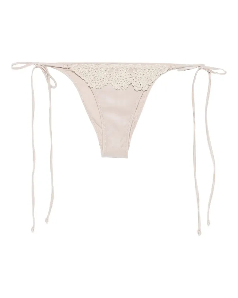 Frankies Bikinis Mackenzie crochet-trim side-tie bikini bottoms - Nude Nude