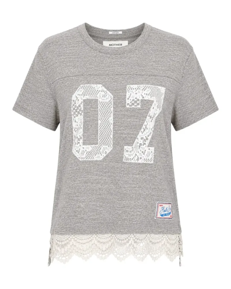 Mother The Footballer T-Shirt mit Spitzenbesatz - Grau Grau