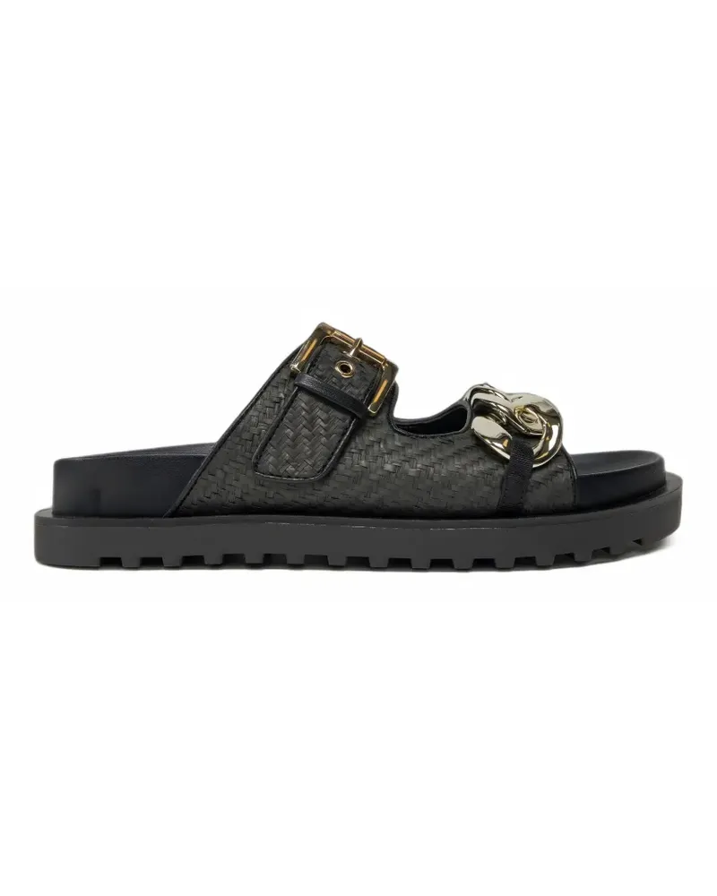 Guess Gewebte Sandalen mit Kette - Schwarz Schwarz
