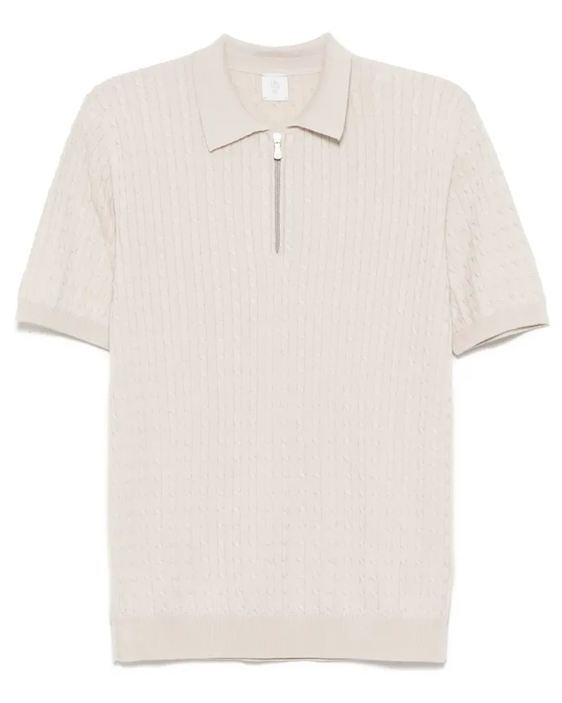 Eleventy Poloshirt mit Zopfmuster - Nude Nude
