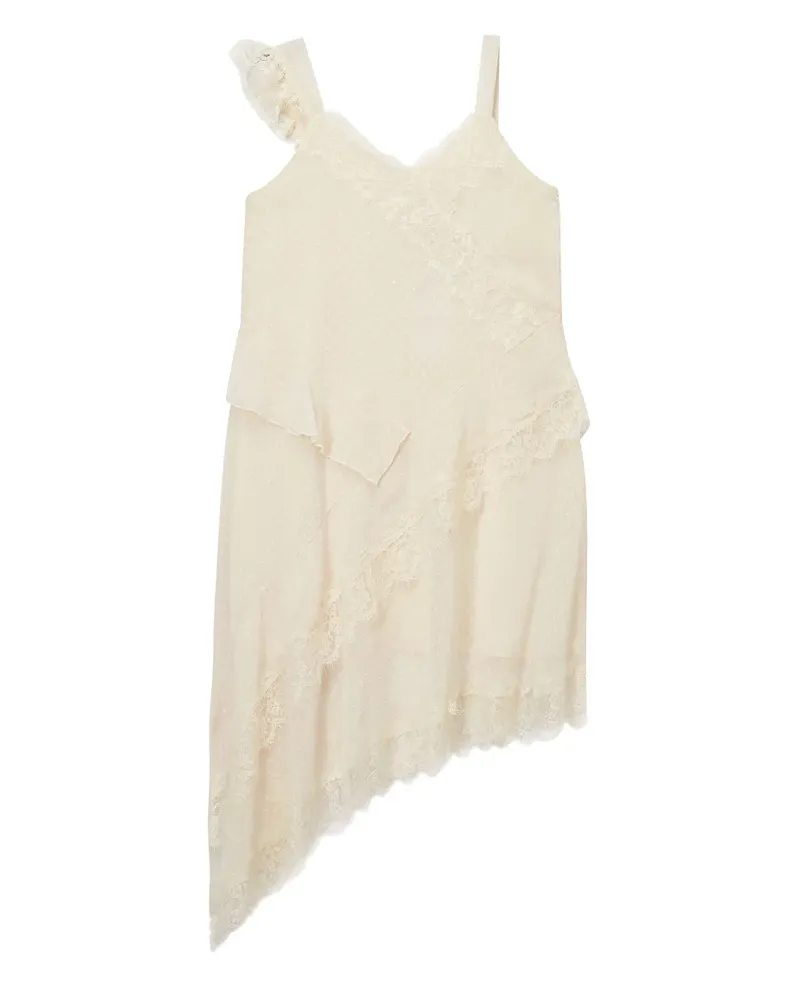 b+ab Asymmetrisches Kleid mit Spitzensaum - Nude Nude