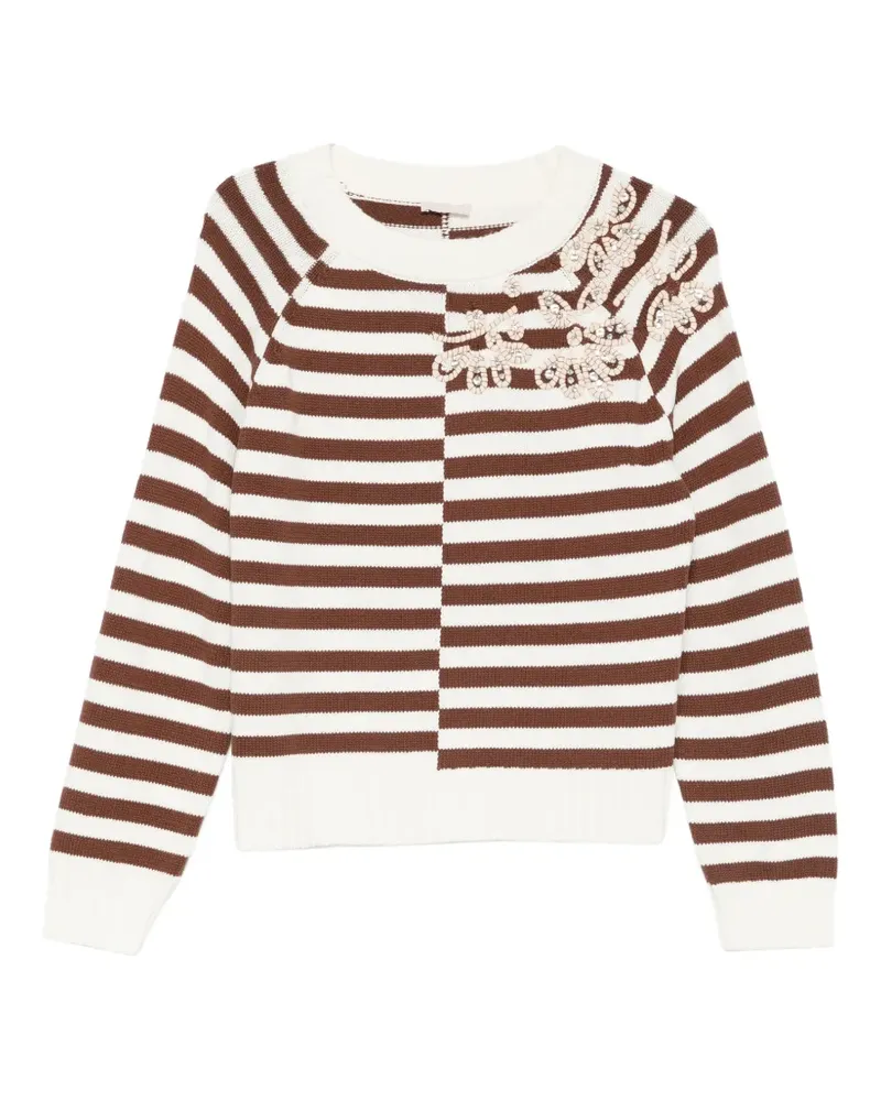 Liu Jo striped embellished sweater - Weiß Weiß