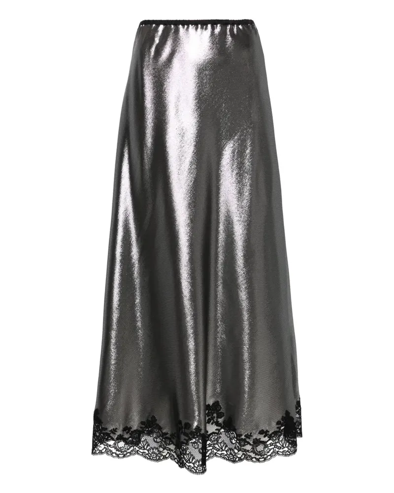 Carine Gilson Maxirock mit Spitzenborte - Silber Silber