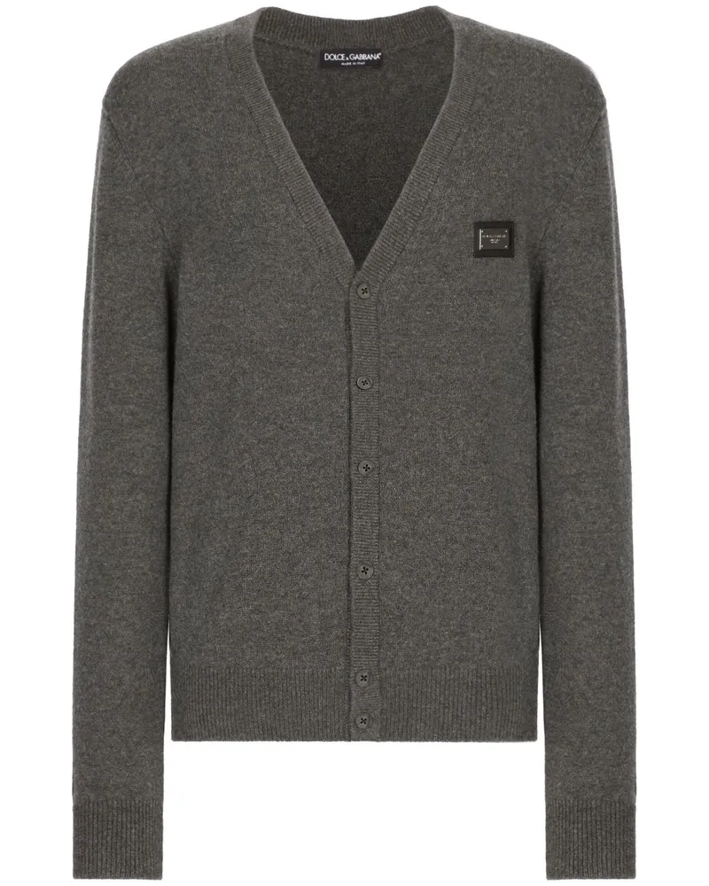 Dolce & Gabbana Cardigan mit Logo-Schild - Grau Grau
