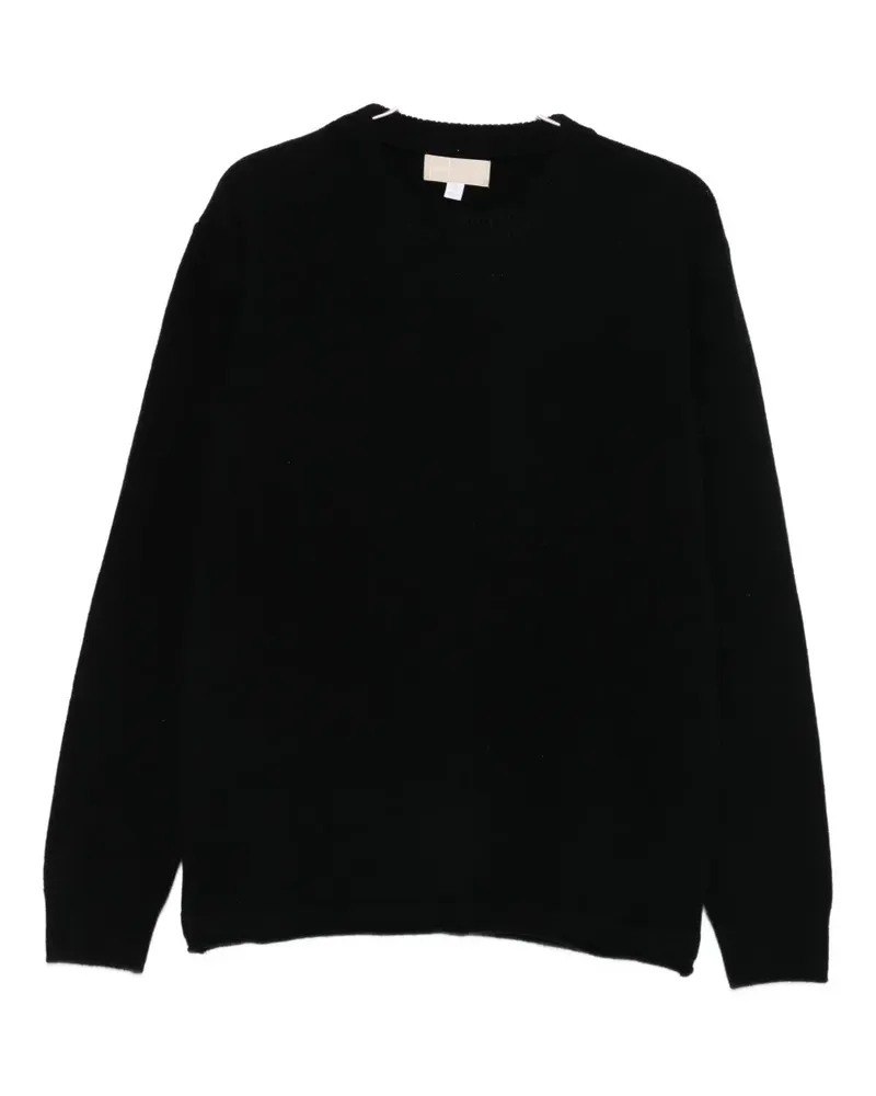 120% Lino Pullover mit rundem Ausschnitt - Schwarz Schwarz