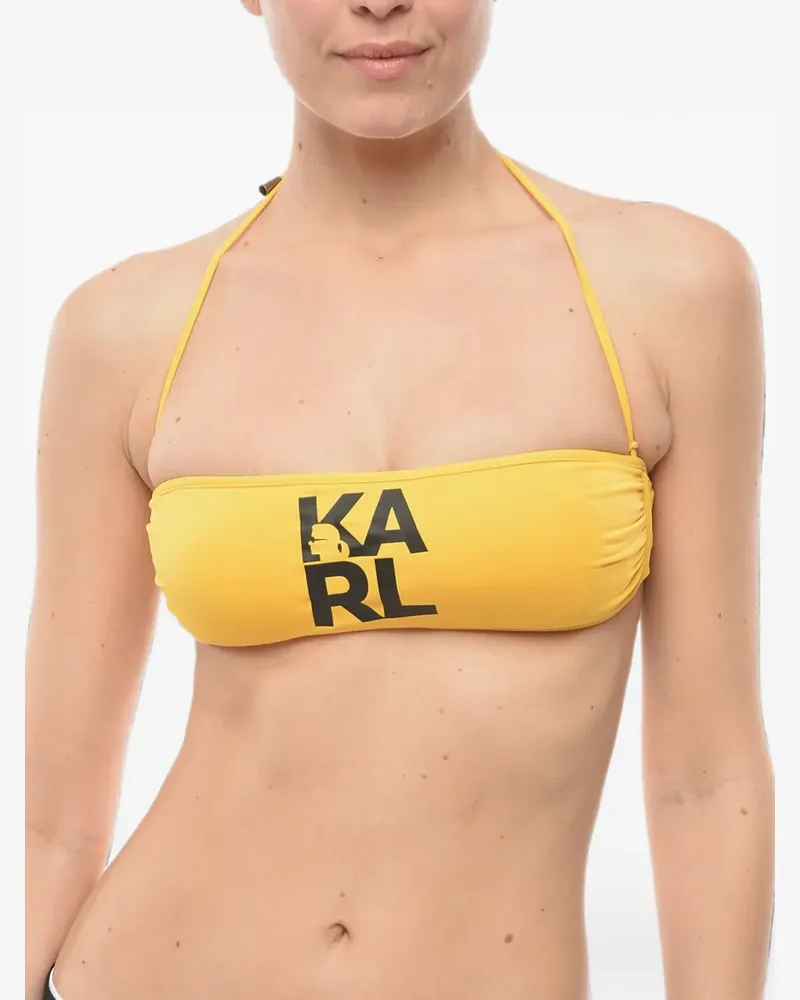 Karl Lagerfeld Bikinioberteil mit Logo-Print - Gelb Gelb