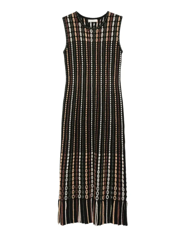 Ulla Johnson Amina Midikleid mit geometrischem Muster - Schwarz Schwarz