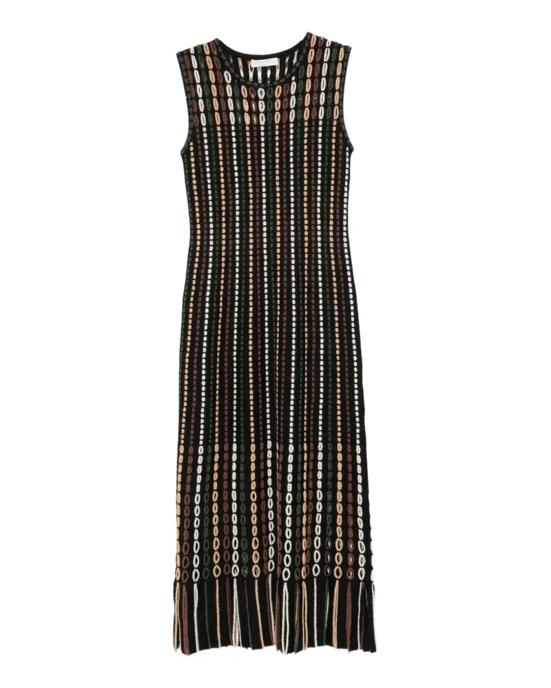 Ulla Johnson Amina geometric-pattern fringed midi dress - Schwarz Schwarz