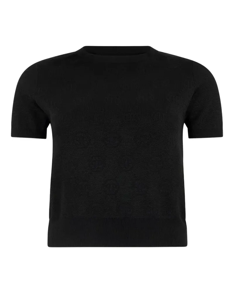 Philipp Plein T-Shirt aus Merinowolle mit Jacquard-Monogramm - Schwarz Schwarz
