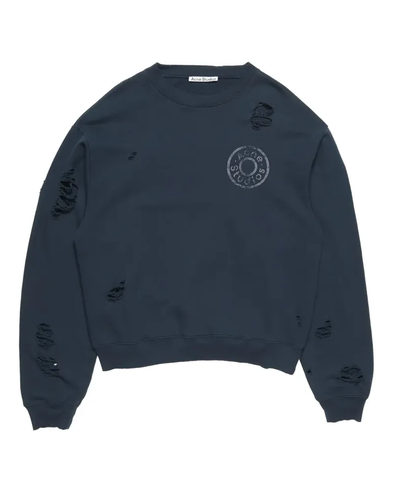 Acne Studios distressed logo sweatshirt - Blau Blau