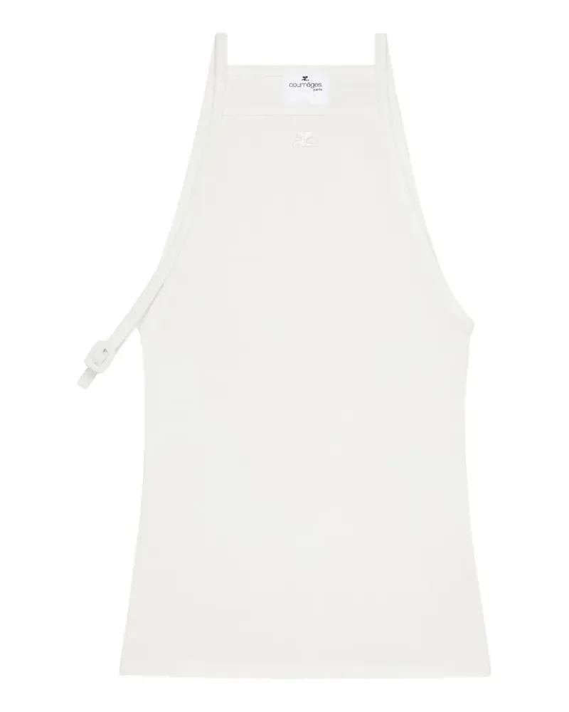 Courrèges Geripptes Neckholder-Top - Weiß Weiß