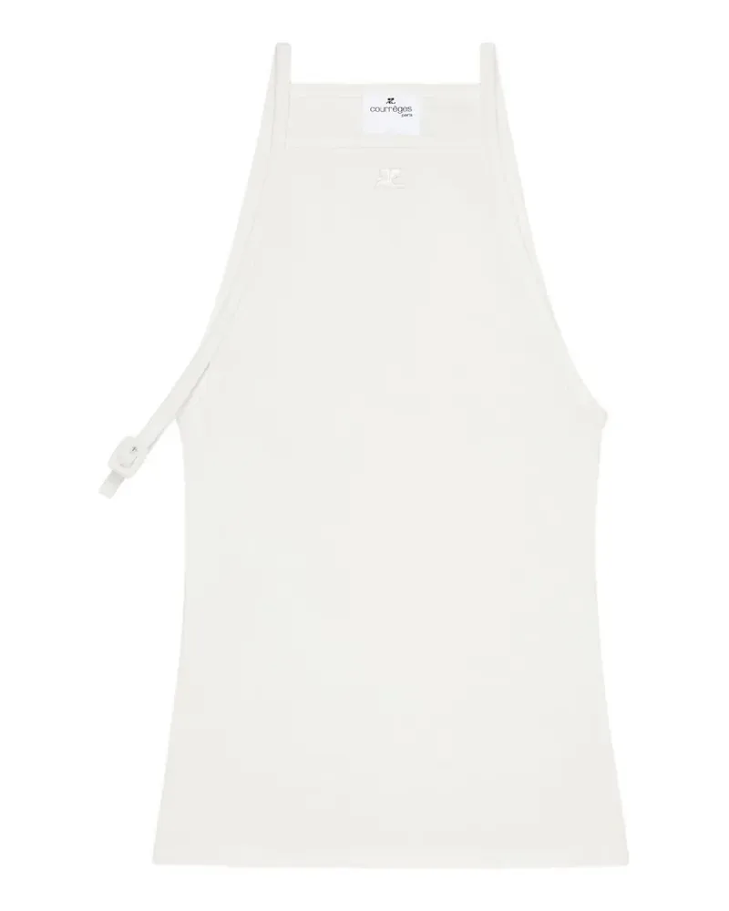 Courrèges Geripptes Neckholder-Top - Weiß Weiß