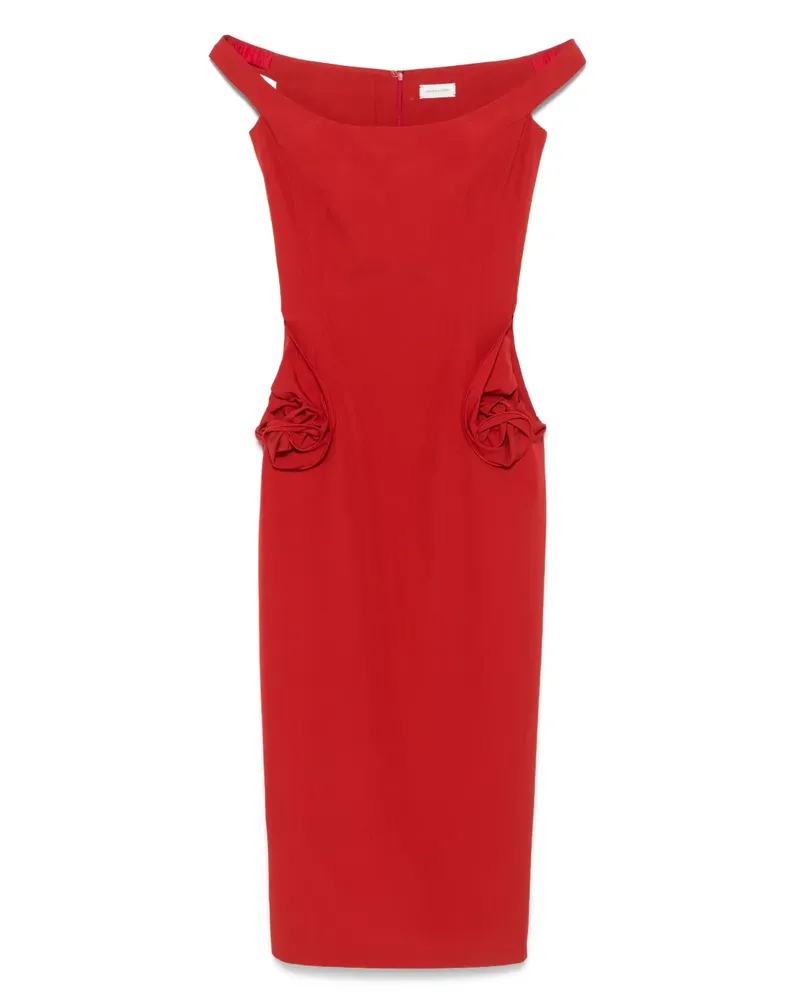 Magda Butrym Midikleid mit Rosendetail - Rot Rot