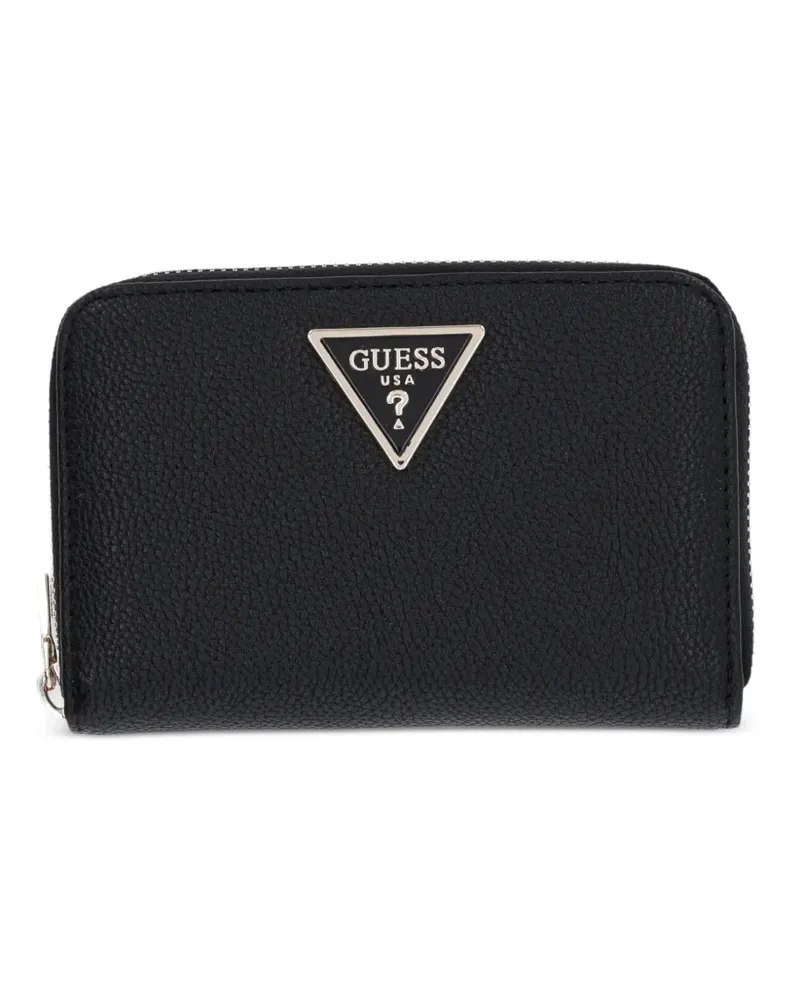 Guess logo-plaque zip-around wallet - Schwarz Schwarz