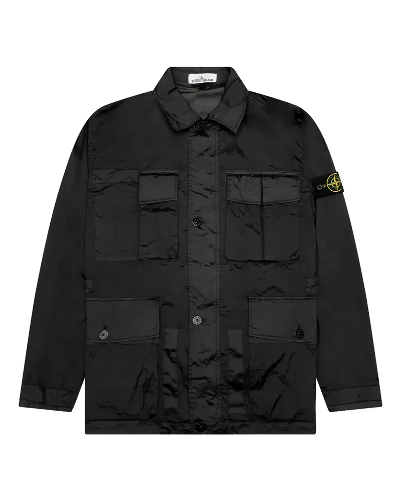 Stone Island Jacke mit Kompass-Patch - Schwarz Schwarz