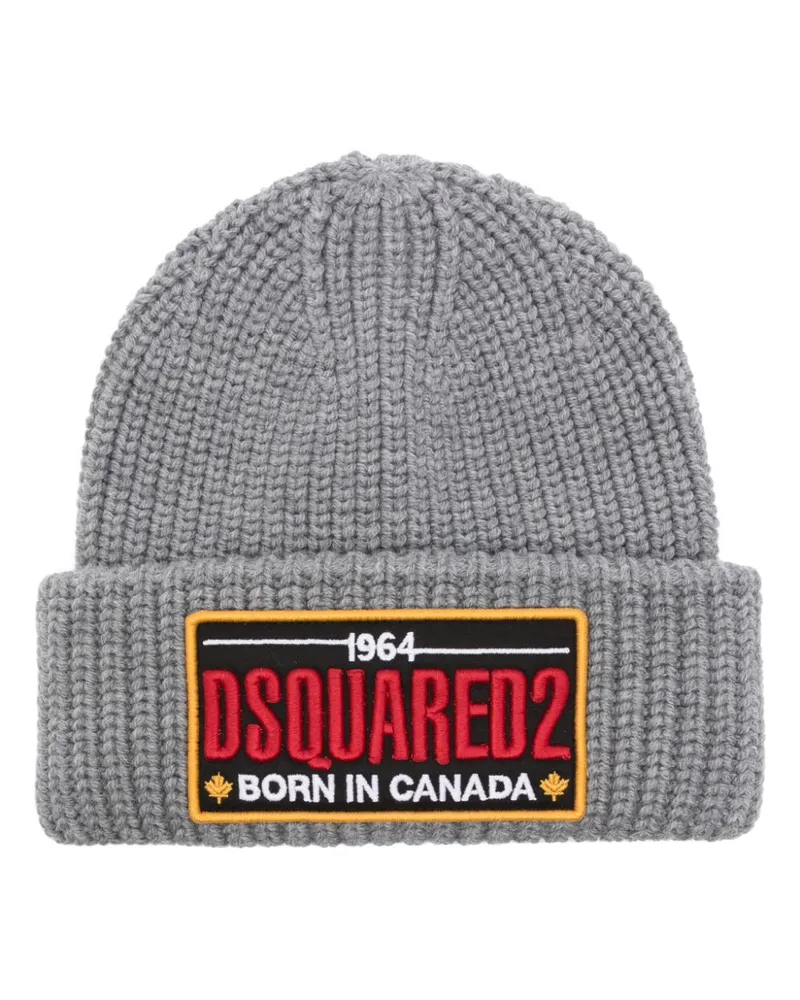 Dsquared2 Beanie mit Logo-Patch - Grau Grau