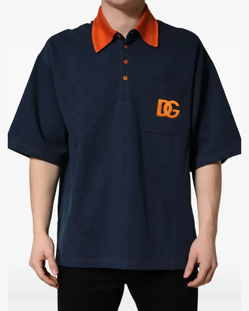 Dolce & Gabbana T-Shirt mit DG-Patch - Blau Blau