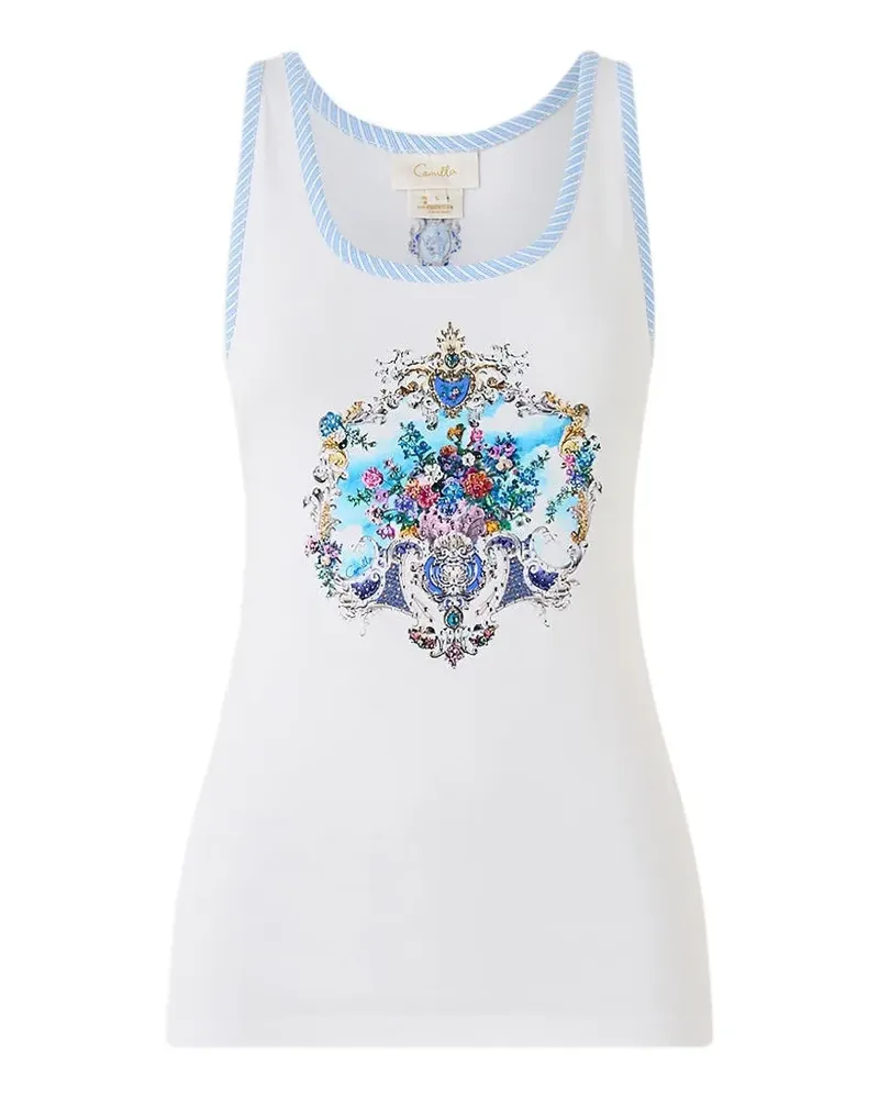 Camilla scoop neck print tank top - Weiß Weiß