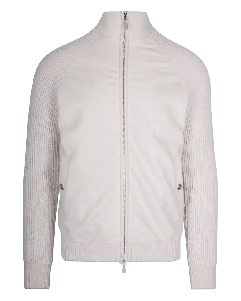 Eleventy ribbed-panel jacket - Nude Nude