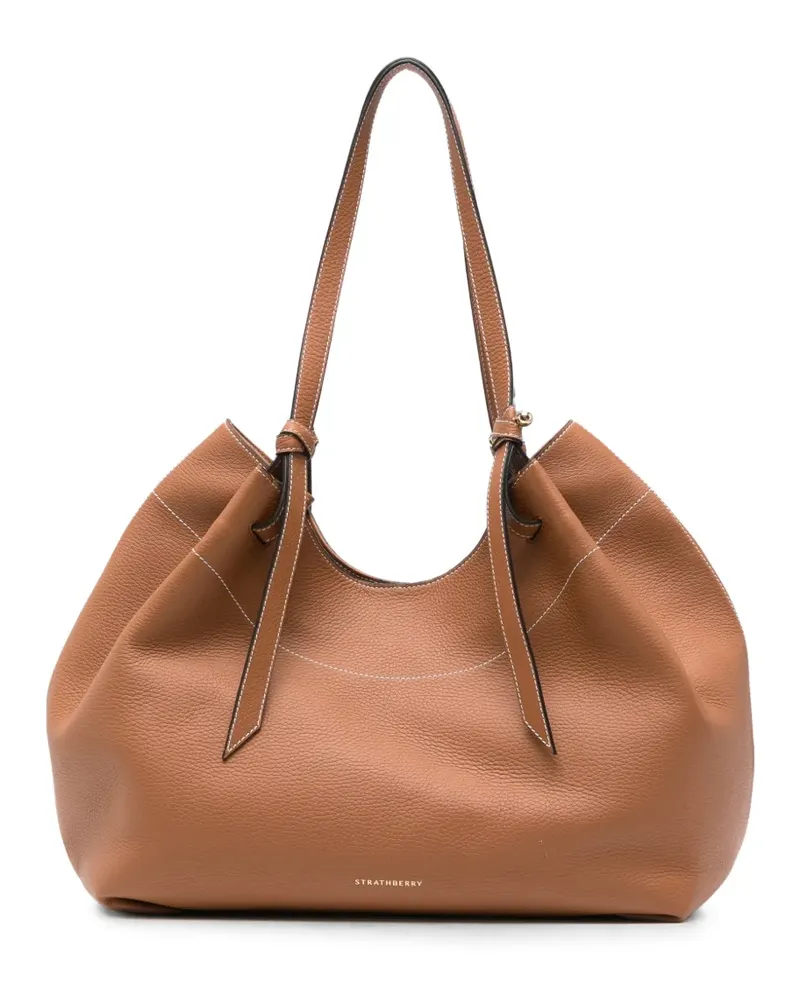 Strathberry Barra Schultertasche mit Kontrastnähten - Braun Braun