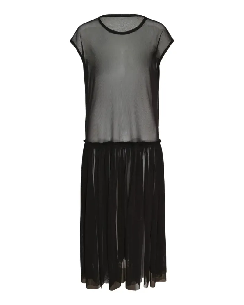 Yohji Yamamoto Gerafftes Midikleid - Schwarz Schwarz