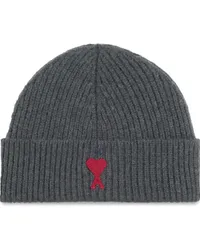 AMI Paris Beanie mit Logo-Stickerei Grau