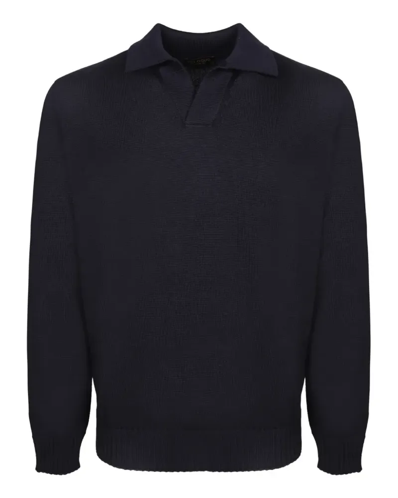 Dell'oglio Pullover mit Poloshirtkragen - Blau Blau
