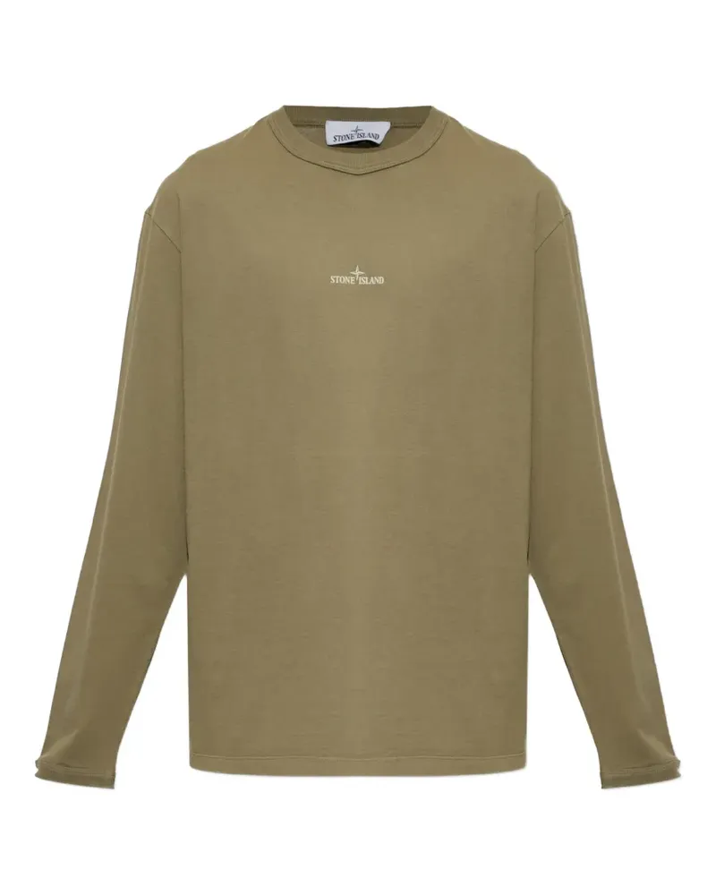 Stone Island logo-print long-sleeve T-shirt - Grün Grün