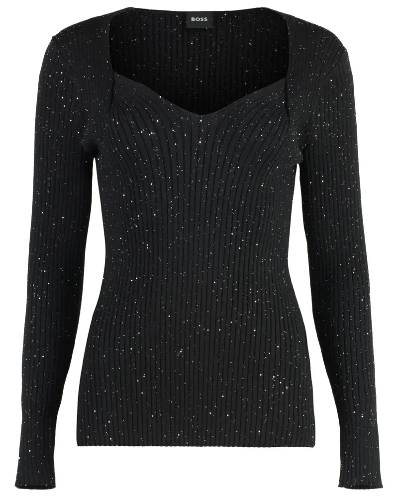 HUGO BOSS Pullover mit Pailletten - Schwarz Schwarz