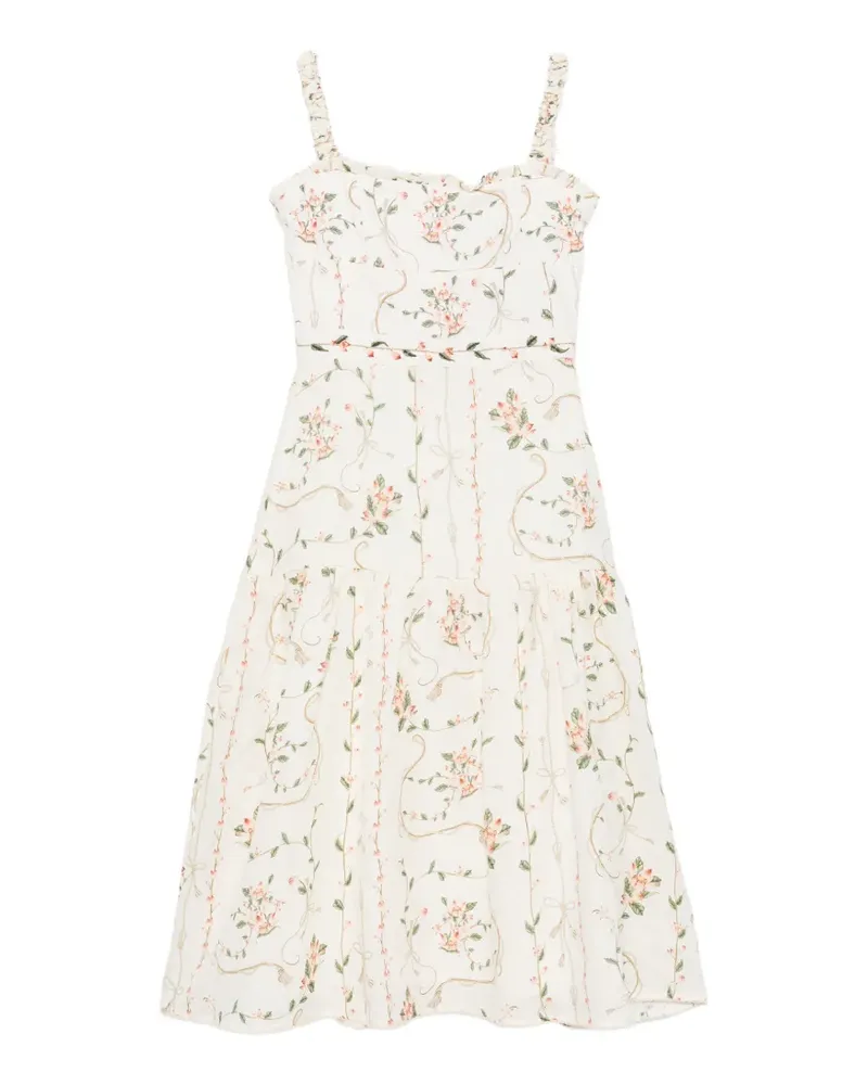 AGUA BENDITA Nispero Leinenkleid mit Blumenprint - Nude Nude